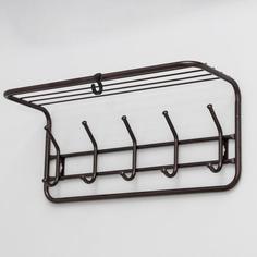 ЗМИ Вешалка настенная с полкой на 5 крючков, 60x22x26,5 см, цвет медный антик