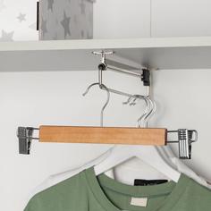 Вешалка для брюк и юбок с зажимами, 33x13 см, светлое дерево Доляна