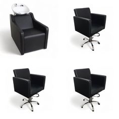 Парикмахерская мойка Грой, Раковина черная глубокая, кресла 3 шт No Brand