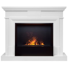 Электрокамин RealFlame Marco WT с Black вставка 3D Cassette 630 черная панель, живое пламя