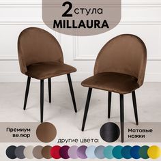 Стулья для кухни Stuler Сhairs Millaura 2 шт, Коричневый велюр черные матовые ножки