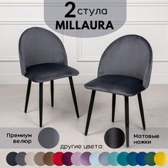 Стулья для кухни Stuler Сhairs Millaura 2 шт, Серый велюр черные матовые ножки