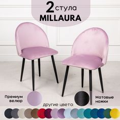 Стулья для кухни Stuler Сhairs Millaura 2 шт, Розовый велюр черные матовые ножки