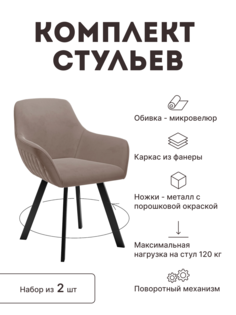 Стул мягкий поворотный со спинкой Alat Home комплект 2 шт 00-00066469