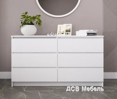 Комод МС Мори МК 1380.6 Белый, 6 ящиков ДСВ мебель