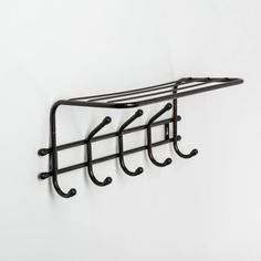 Вешалка настенная с полкой «Комфорт», 5 крючков, 41x20x10 см, цвет медный антик No Brand