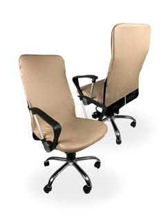 Чехол на мебель для компьютерного кресла ГЕЛЕОС 537М, размер М, кожа, темно-бежевый