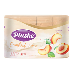 Туалетная бумага Plushe Comfort care Honey Nectarine с ароматом персика 3 слоя 12 рулонов