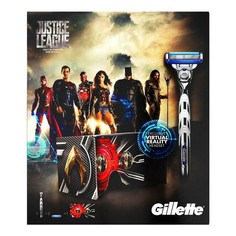 Набор для бритья Gillette Mach3 Turbo Set Justice League, станок + гель для бритья