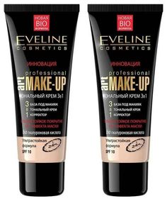 Тональный крем Eveline Art Professional Make Up, SPF 10, тон слоновая кость, 30мл, 2шт