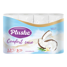 Туалетная бумага Plushe Comfort care Coconut & Vanilla 3 слоя 12 рулонов