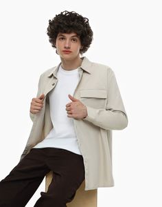 Рубашка мужская Gloria Jeans BWT001325 бежевая XS