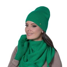 Шапка бини женская Landre БРУНА 69 зеленая one size
