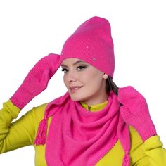 Шапка бини женская Landre БРУНА 20 малиновая one size
