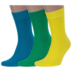 Комплект носков мужских Rusocks 3-М-1221 бирюзовых; зеленых; желтых 27-29