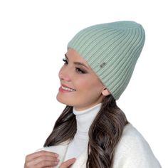 Шапка бини женская Landre МАРИСОЛЬ 78 дымчато-зеленая, one size