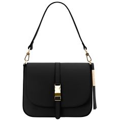 Tuscany Leather, ITALY Nausica - Кожаная женская сумка на плечо (Черный)