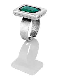 Посеребренное кольцо - перстень с зеленым кристаллом Lattrice di Base