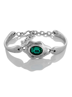 Браслет ручной работы с посеребрением и искусственно состаренный с зеленым кристаллом Lattrice di Base