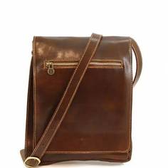 Tuscany Leather, ITALY FABIO - Мужская кожаная сумка на плечо с клапаном (Коричневый)