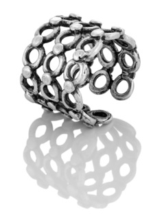 Массивное женское посеребренное кольцо с орнаментом Lattrice di Base