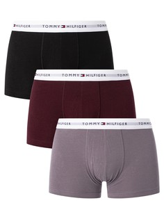 Комплект трусов мужских Tommy Hilfiger UM0UM0276 серых, бордовых, черных XL