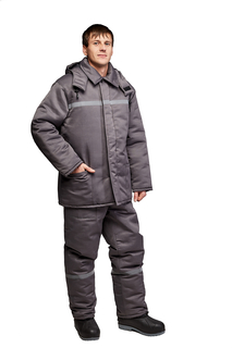 Куртка рабочая мужская зимняя Гренада, серая, с капюшоном, 56-58/182-188 No Brand