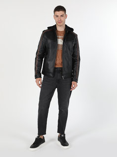 Кожаная куртка мужская Colins CL1060746_Q1.V1 черная XL