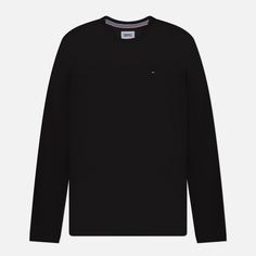 Мужской лонгслив Tommy Jeans Ribbed Organic Cotton, цвет чёрный, размер S