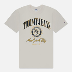 Мужская футболка Tommy Jeans Relaxed Luxe Varsity 2, цвет белый, размер M