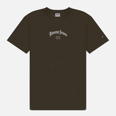 Мужская футболка Tommy Jeans Classics Grunge Arch Center, цвет оливковый, размер M