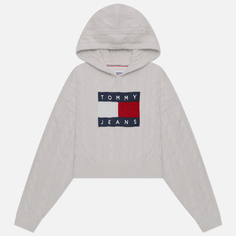 Женский свитер Tommy Jeans Center Flag Cable Hoodie, цвет белый, размер M