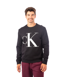 Свитшот мужской Calvin Klein Ls Monogram Fleece Crew 40JM937, чёрный, размер S