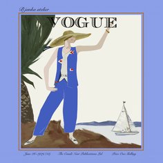 Платок женский Bjanka silk Vogue сине-белый, 50х50 см