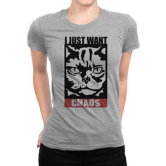 Футболка женская DS Apparel Кот - I Just Want Chaos 9899093-1 серая 2XL