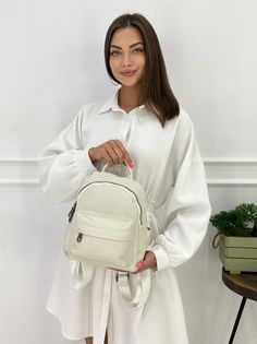 Рюкзак женский 2306 бежевый No Brand