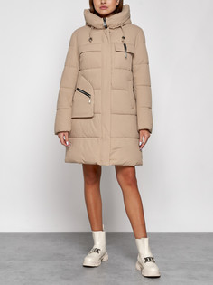 Пальто женское AD52429 коричневое 6XL No Brand