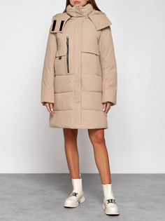 Пальто женское AD52426 коричневое L No Brand