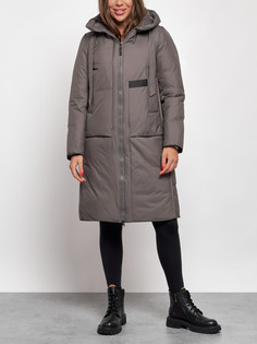 Пальто женское AD52359 серое L No Brand