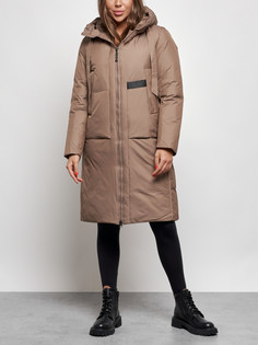 Пальто женское AD52359 коричневое 2XL No Brand