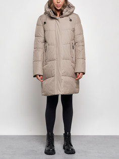 Пальто женское AD52363 бежевое 5XL No Brand