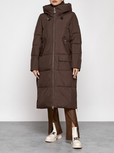 Пальто женское AD51119 коричневое S No Brand
