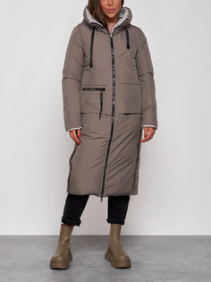 Пальто женское AD13343 коричневое M No Brand