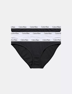 Комплект трусов женский Calvin Klein QD3588-992 белых, черных, 3 шт.