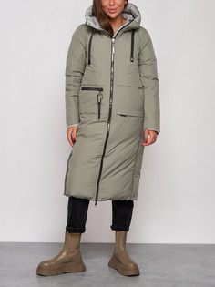 Пальто женское AD13343 зеленое 4XL No Brand