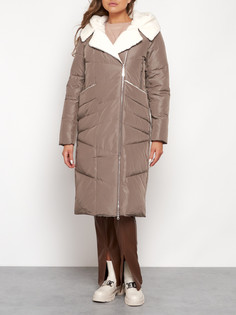 Пальто женское AD132255 коричневое 4XL No Brand