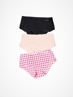 Комплект трусов женских Calvin Klein QD3559-904 бежевый; розовый; черный XL, 3 шт.