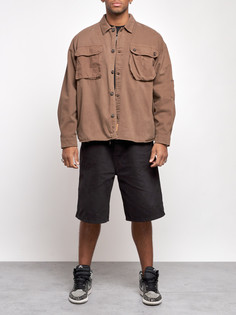 Джинсовая куртка мужская AD12770 коричневая 3XL No Brand