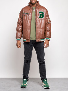 Кожаная куртка мужская AD28115 коричневая XL No Brand