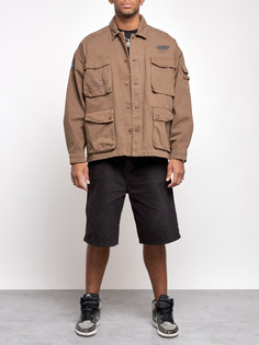 Джинсовая куртка мужская AD12776 коричневая 2XL No Brand
